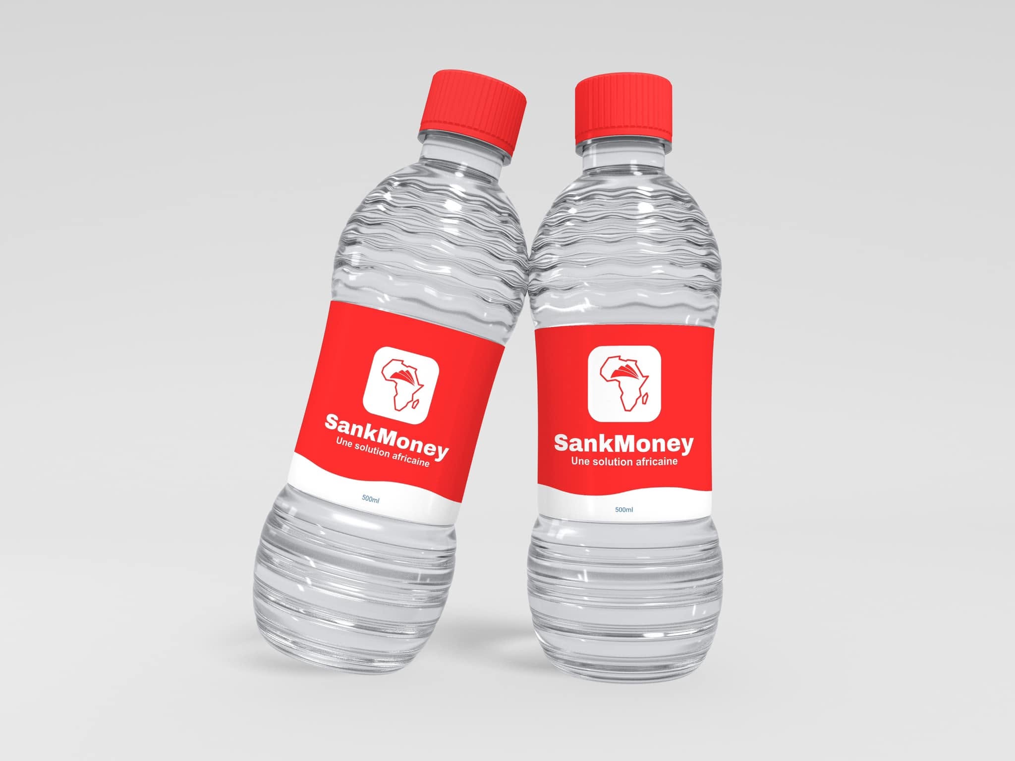 Rendu de présentation de bouteilles personnalisées Sank Money.
